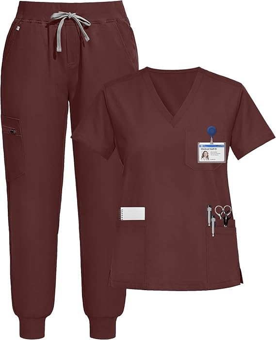 Scrubs for Women Set, V-Neck Jogger Set