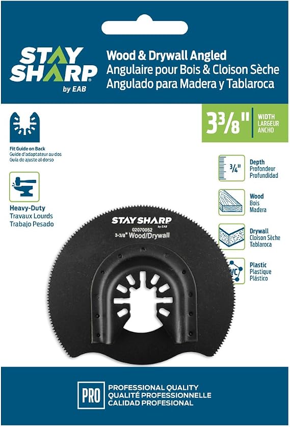 EAB Tool 2070052 Stay Sharp Oscillating 3-3/8-Inch Wood / Drywall Angled Blade