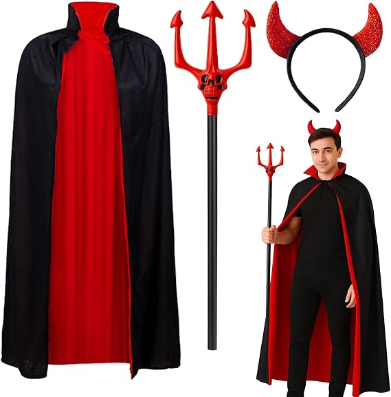 Halloween Devil Costume Set with Tail,Devil Cosplay Accessories