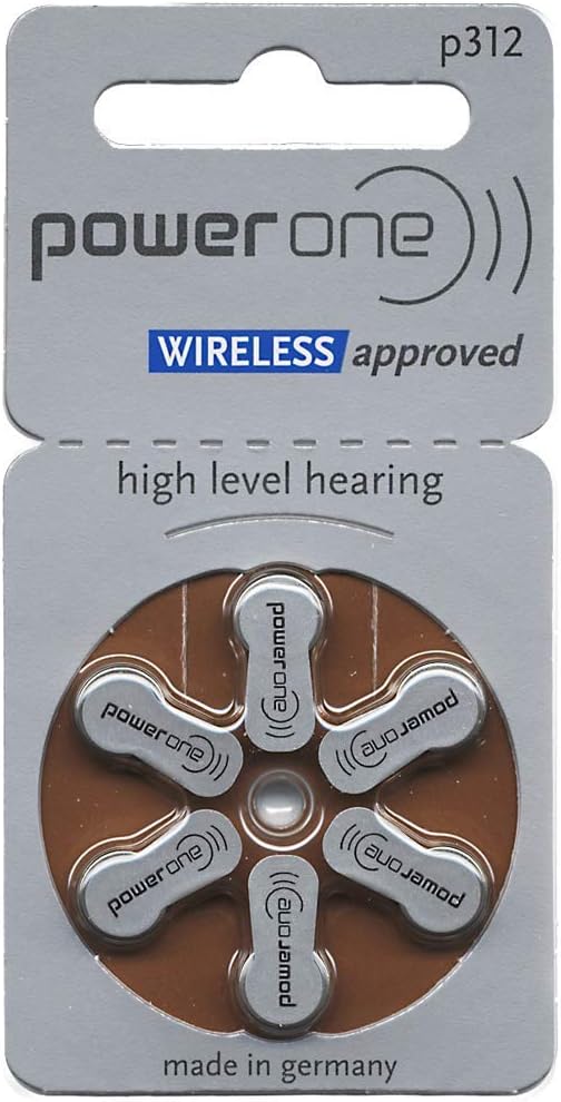 5 X Power One p312 Hearing Aid Battery No Mercury (10 Packs of 6 Each)