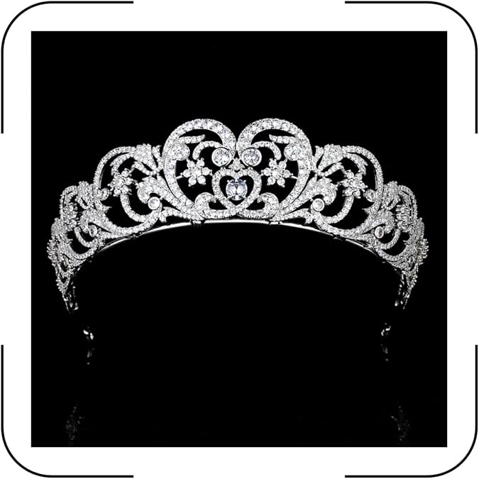Luxury Princess Diana Tiara Cubic Zirconia Wedding Crown for Bride Pageant Prom Costume Quince Queen Headband Bridal Hair Accessories Crystal Diamonds Headpieces for Women