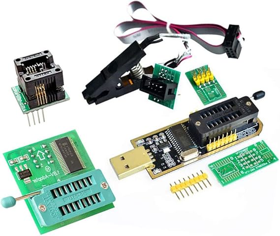 AiTrip EEPROM BIOS USB Programmer CH341A + SOIC8 Clip + 1.8V Adapter + SOIC8 Adapter for 24 25 Series Flash