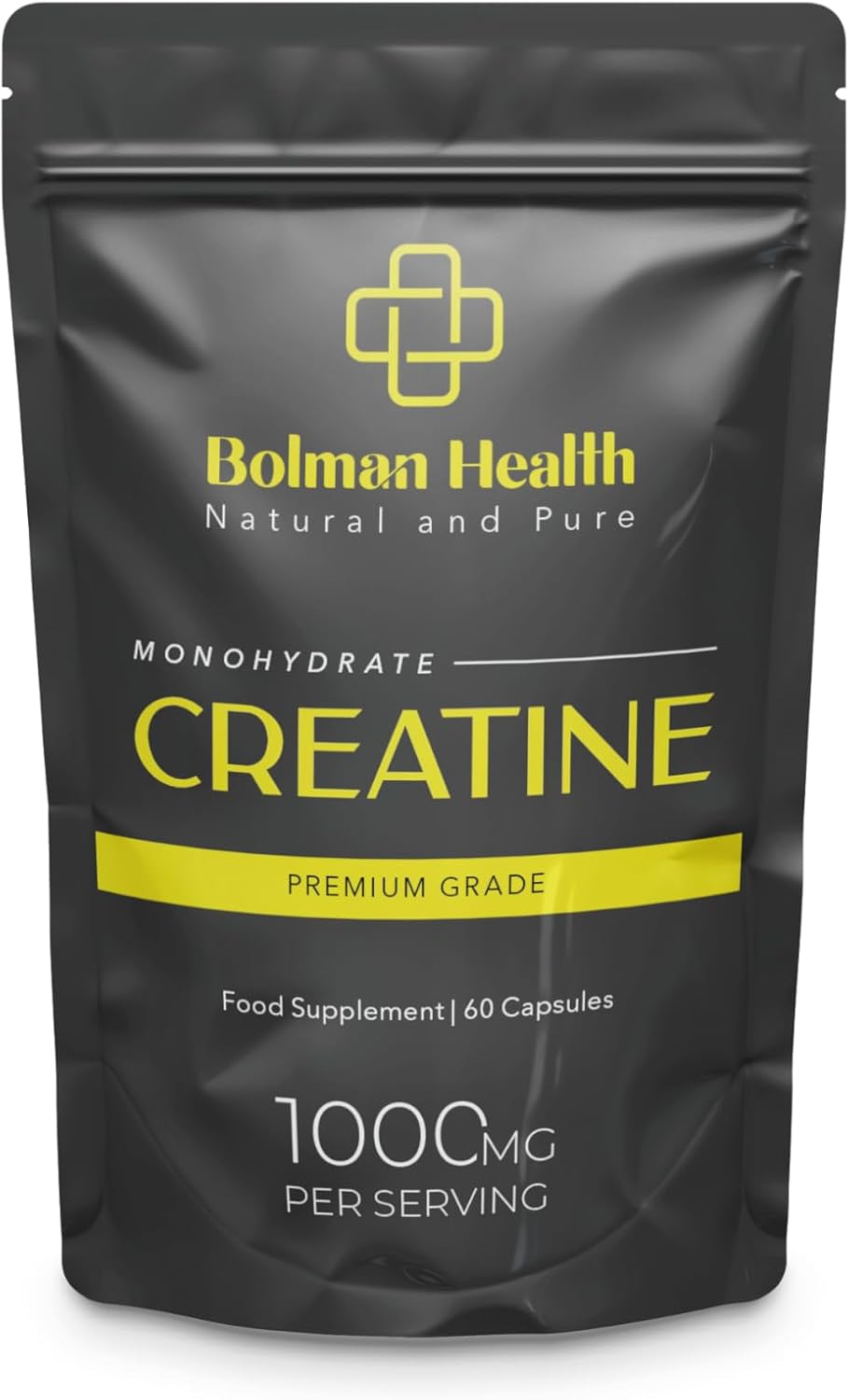 Creatine Monohydrate | 60 Capsules | 30 Day Supply | 1000mg Per Serving | Supports Muscle Growth, Strength & Performance | Pre & Post-Workout Supplement for Men & Women | Vegan Capsules | UK Made