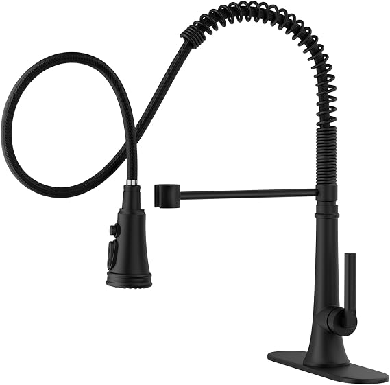 BWE Matte Black Pull Down Kitchen Faucet for Farmhouse Bar RV, SUS 304