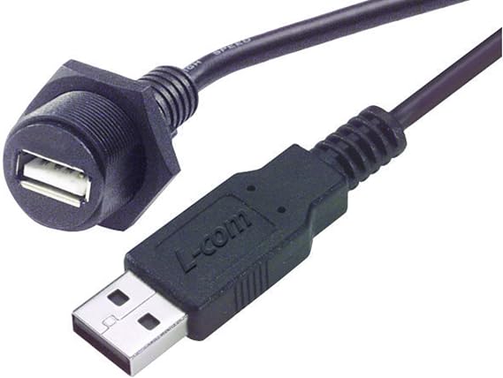 L-com WPUSB Series Waterproof USB Type A Extension Cable Assembly (1 Meter)