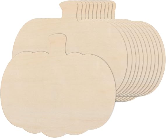 12 Pieces Large Wooden Pumpkin Cutouts 11 Inches Unfinished Wood Craft Cutout Blank Pumpkin Shape Cutout for Halloween Fall Thanksgiving Party DIY Craft Decoration Supplies