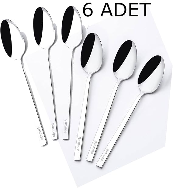 6 Adet Düz Sade Model Paslanmaz Çelik Tatlı Kaşığı Yaşam Boyu Garantili Ultra Lüks
