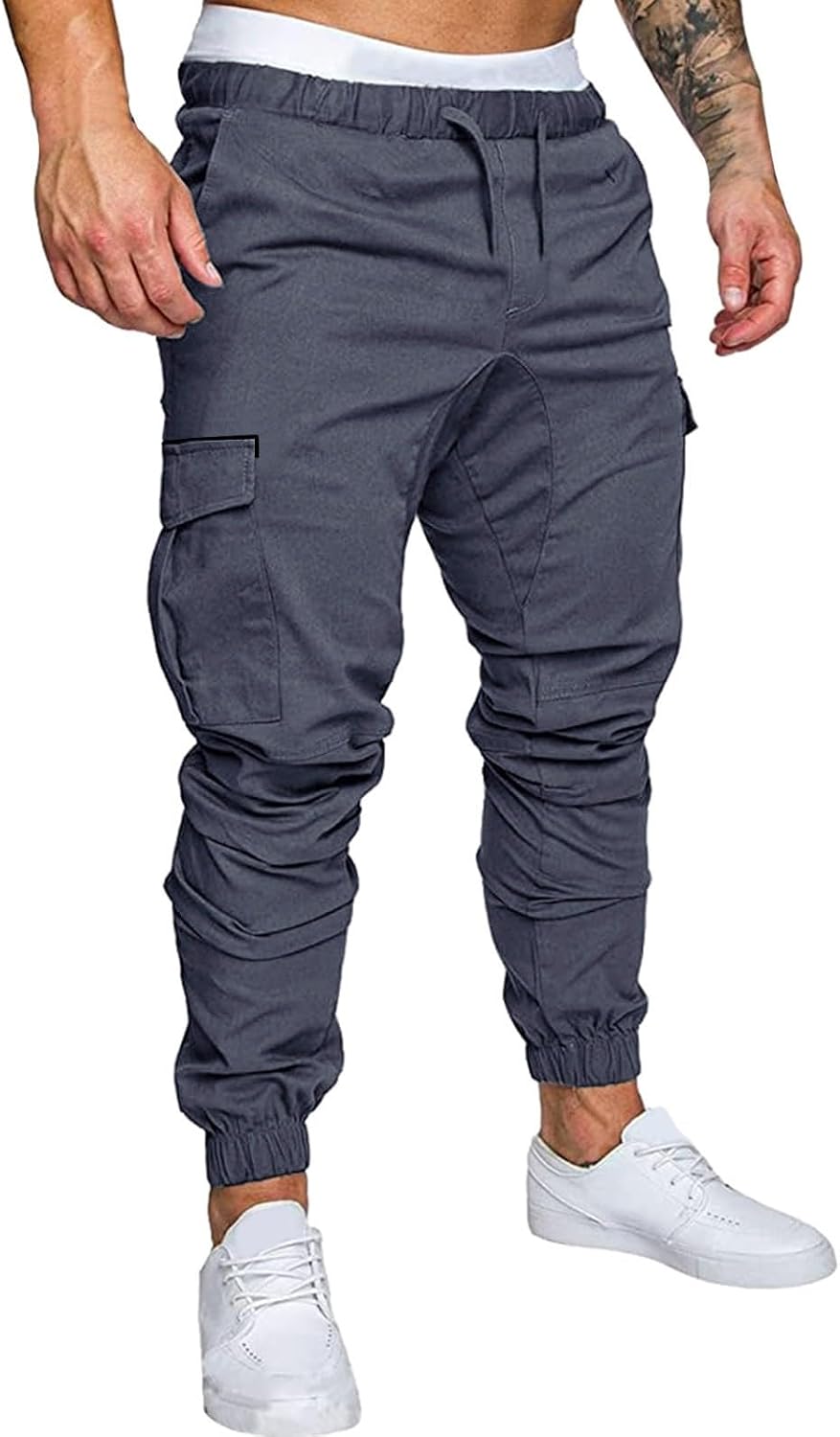 Mens Fashion Cargo Joggers Sports Casual Drawstring Athletic Jogger Sports Outdoor Trousers Gym Sweatpants with Pockets