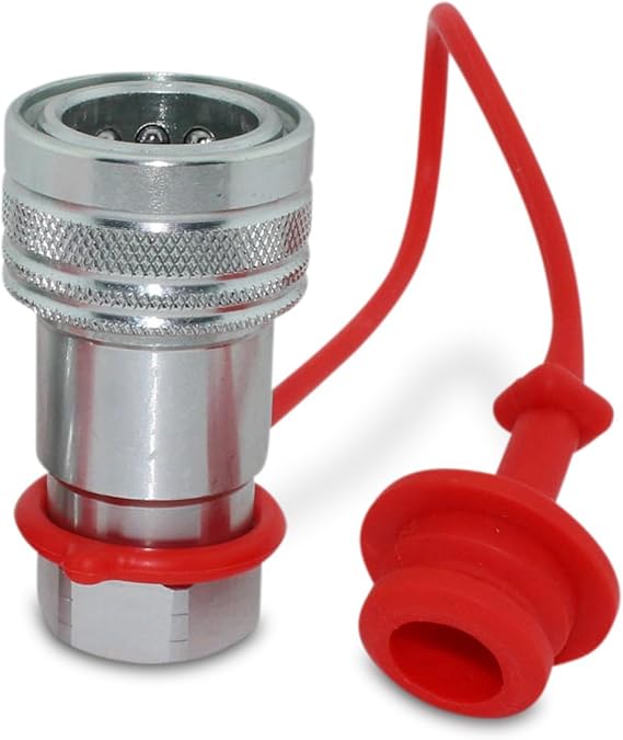 Summit Hydraulics 1/2" Ag ISO 5675 Hydraulic Quick Connect Tractor Female Coupler, Poppet Pioneer Style w/Dust Caps