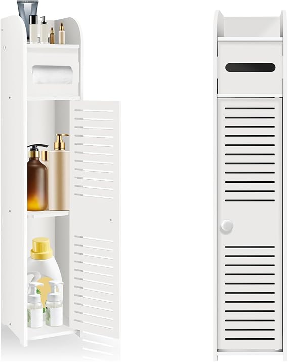 Bathroom Storage Cabinet Bathroom Tall Cabinet, Hidden Storage, Thick Board, for Living Room, Bedroom, Kitchen, Easy to Clean & Install(81H*16L*16W)