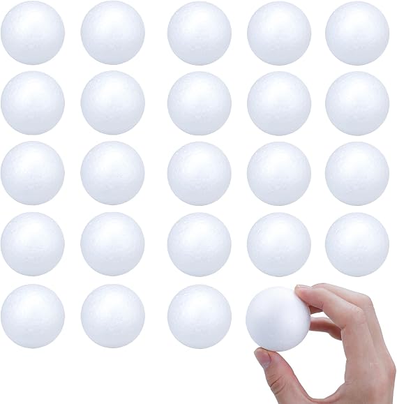 Lorigun 24 Pcs Foam Balls for Crafts, 2 Inch Styrofoam Balls DIY Christmas Ornaments Small Round White Polystyrene Spheres for Kids Arts Drawing, Model Making, Wedding Party Decoration
