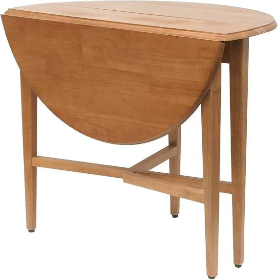 Round Drop Leaf Table 42 Inch Folding Dining Kitchen Space Save Furniture Accent