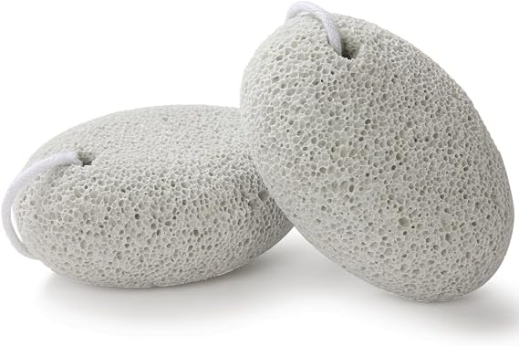 2PCS Natural Foot Pumice Stone for Feet, Borogo Lava Pedicure Tools Hard Skin Callus Remover for Feet and Hands - Remove Dead Skin, Heels, Elbows White