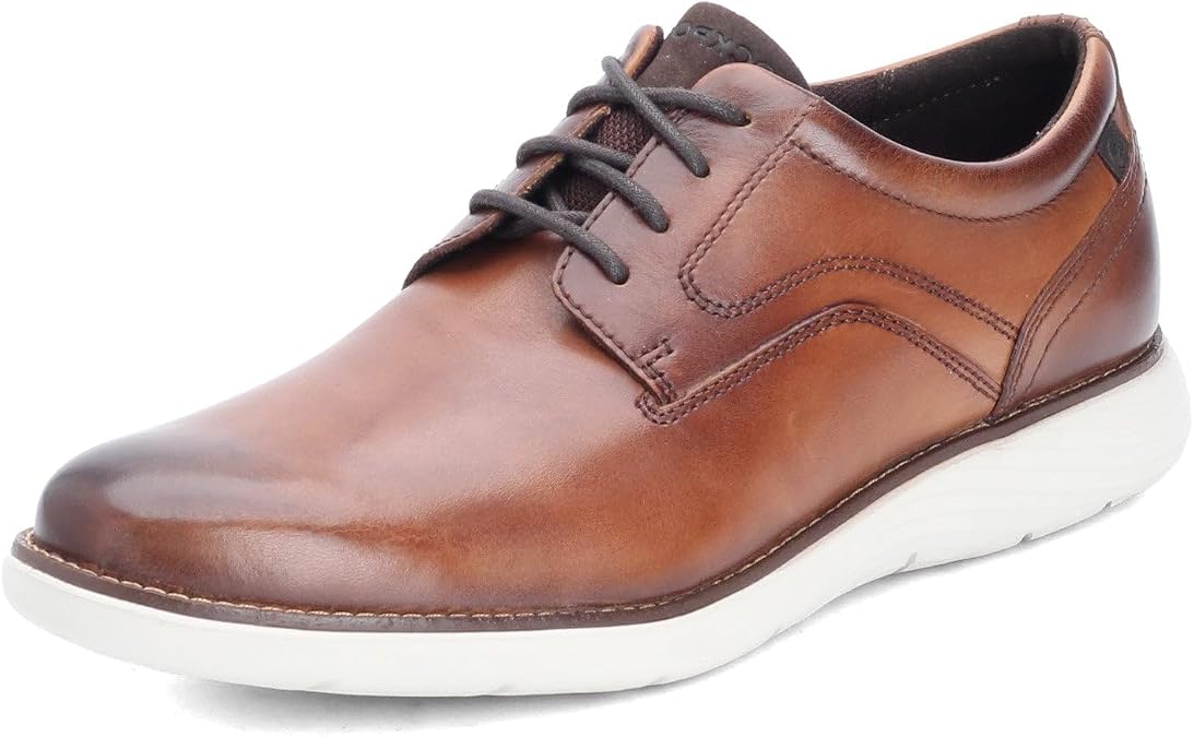 Rockport mens Garett Plain Toe Oxford, Cognac, 8.5 US