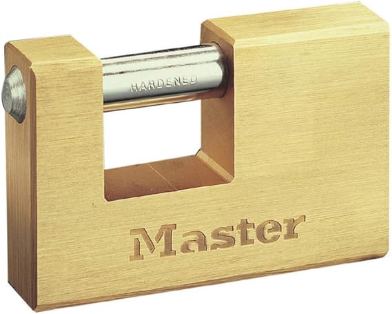 Master Lock 606EURD Rectangular Brass Padlock with Key, Gold, 6,5 x 6,3 x 1,4 cm