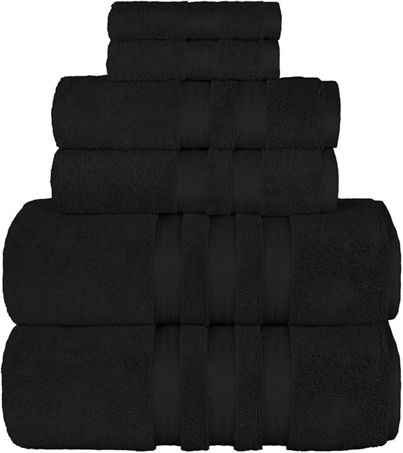 Member Mark 100% Cotton Hotel Premier Collection Luxury Bath 6-Piece Towel Set (Black)