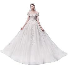 Acecare Luxury Wedding Dresses O-Neck Lace Appliques Beaded Crystal Illusion Saudi Arabia Princess White