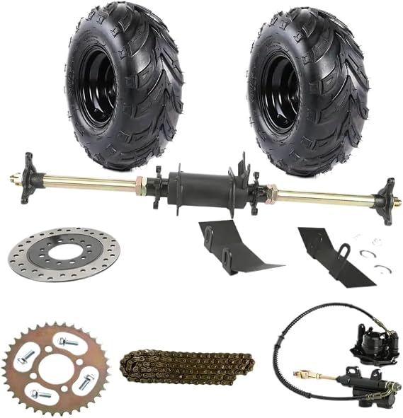 28 Inch 710mm Disc Brake Rotor Axle Kit With 2 Tires 145/70-6 Wheel Rim Compatible With GY6 125 150 200 CRF SSR Go Kart ATV