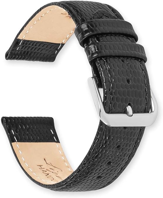 deBeer Lizard Grain Replacement Leather Watch Band - Short Length - Choose color (black, brown, havana) - Choose size (16mm, 18mm, 20mm)