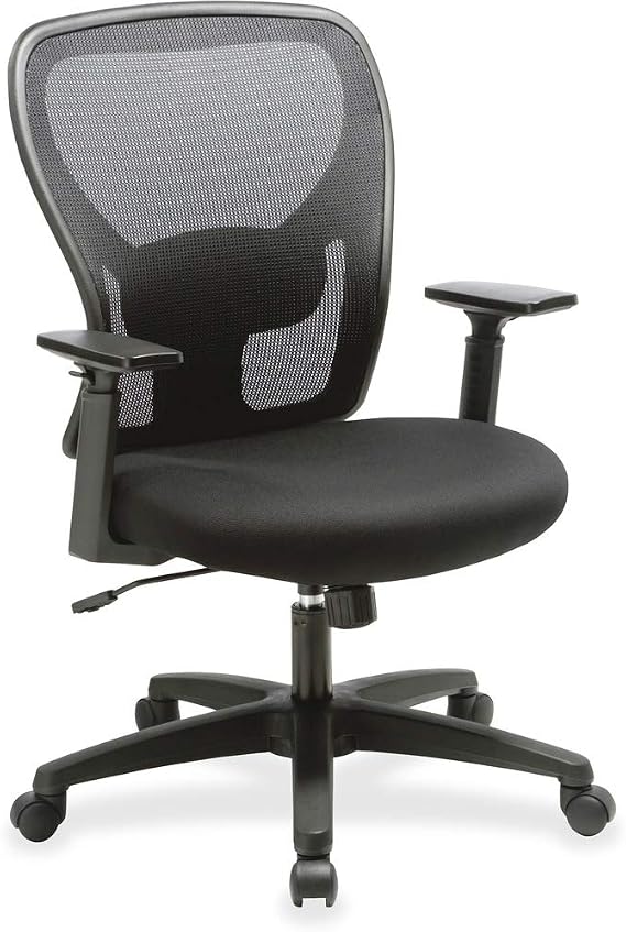 Lorell Soho Task Chair, Mid-Back, Mesh Back with Fabric Seat, Black