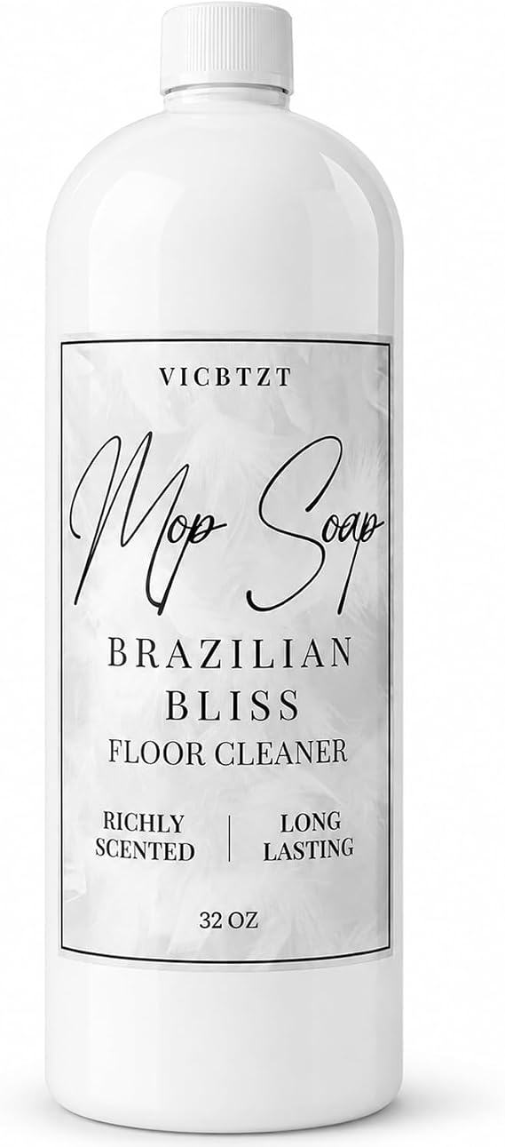 Mop Soap - Brazilian Bliss Scented Floor Cleaner, Long-Lasting Fragrance | Safe for Mopping Hardwood, Tile, Laminate & Vinyl - Rinse-Free Low-Foam for All Mops - 32 oz