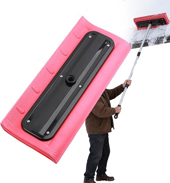 Snow Roof Rake - Foam Broom Scraper for Clearing | Polyethylene Head, Roof Snow Removal Tool for Windshields,Solar Panels and Shingle