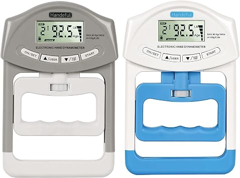 Handeful Grip Strength Tester, Digital Dynamometer for Hand Measurement Meter Auto Capturing Electronic Forearm Finger Power 198 Lbs / 90 Kgs, Gripping Strengthener for Sport, Home, School, Clinic Use