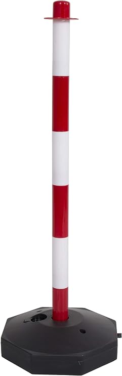 Red & White Demarcation Safety Chain Barrier Post Pole with Base