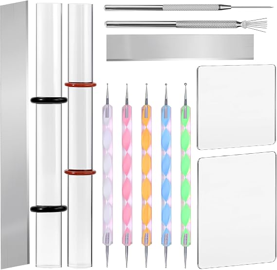 Polymer Clay Tools, Acrylic Clay Roller Pin, Polymer Clay Cutters Tools, Clear Rectangle Sheet Press Board Wire Texture Set Needle Detail Modelling Supplies