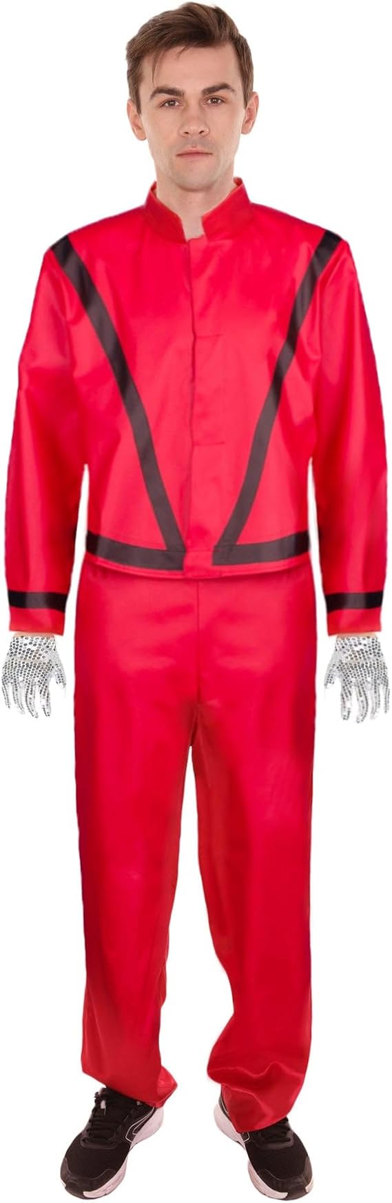 Adult Thriller Red Suit Perfect for Celebrity Mens Costume, Flame-retardant Synthetic Fabric
