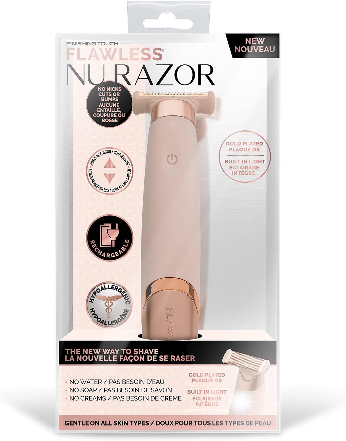 Finishing Touch Flawless Nu Razor Portable Cordless Rechargeable Electric Razor, 1 Count