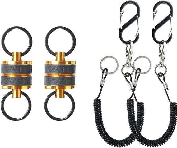 M MAXIMUMCATCH Maxcatch Magnetic Fly Fishing Net Release Holder Retractor with Carabiner Clip and Lanyard