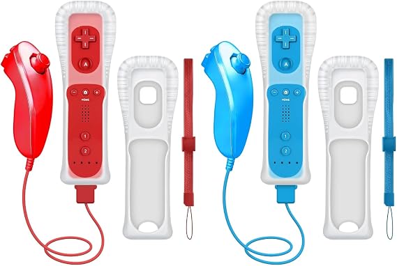 CLVIZCXOM 2 Sets Remote Fit for Wii/Wii U with MotionPlus (Red & Blue)