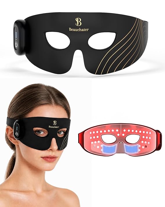 Red Light Therapy for Eyes, LED Eye Mask with 620nm Red Light & 850nm Near Infrared Light Therapy, 2 Light Modes, Under Eye Light Therapy Device for Wrinkle Care, Eye Skincare & Relaxation