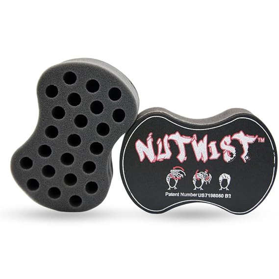 Hair Sponge for Black Men and Women, Hair Twisting Sponge, Barber Curling Care Tool, Brushes for Curling Afro Style Dreads, Curls, Coils & Twists, Curl Sponge Brush with Large Holes, Black