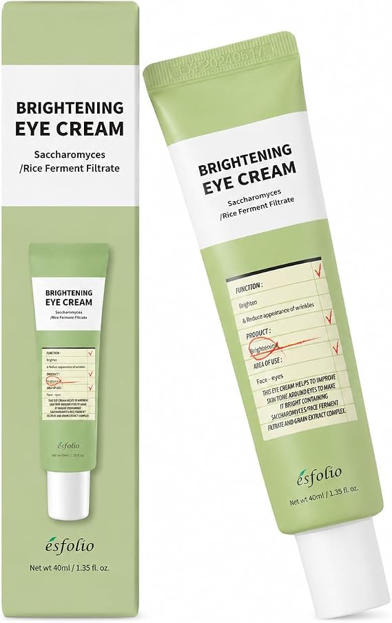 Esfolio Made in Korea Radiance Eye Cream Hydrating & Nourishing Under Eye Care with Collagen, Peptides & Antioxidants for Puffiness, Dark Shadows & Fine Texture 1.35 fl oz / 40ml