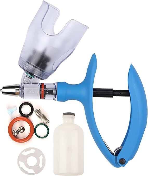 Automatic Injector Gun, Adjustable Continuous Precision Injection with Bottle Adapter, Livestock Syringe for Intramuscular(D,5ML)