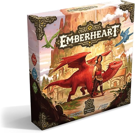 Mindclash Games Emberheart Mid-Weight Worker Placement & Dragon Rescue Strategy Board Game | 2-4 Players | 60-90 Min Playtime | Fantasy Strategy Adventure