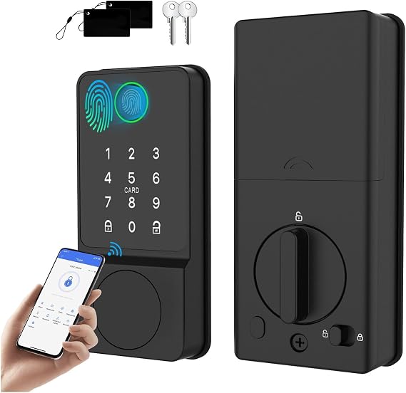 SmartLock Keyless Entry Deadbolt Door Lock Front Fingerprint Identification Smart Lock for Keypad Cords Cards Keys