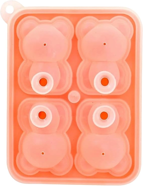 Ice Cube Tray 3Pcs Four Grid Bear Ice Cube Mold Silicone Ice Grid Home Ice Cream Ice Cream Frozen Ice Ball Mold-3Pcs Orange