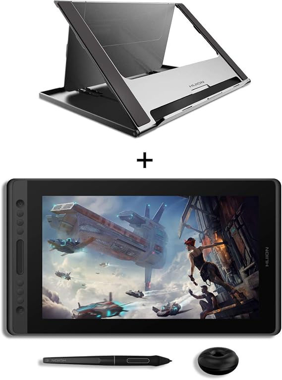 HUION KAMVAS Pro 16 Drawing Tablet with Screen Full-Laminated Graphics Tablet with Battery-Free Stylus, Art Tablet with 6 Hot Keys Touch Bar Adiustable Stand - 15.6inch Graphic Tablet for PC/MAC/Linux