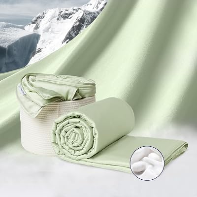 Vesta Washable Silk Lightweight Comforter, Cooling Blanket for Hot Sleepers, 100% Long Staple Mulberry Silk, Moisture & Thermal Control for Summer Use Tender Green, KingCal King 104 X 90