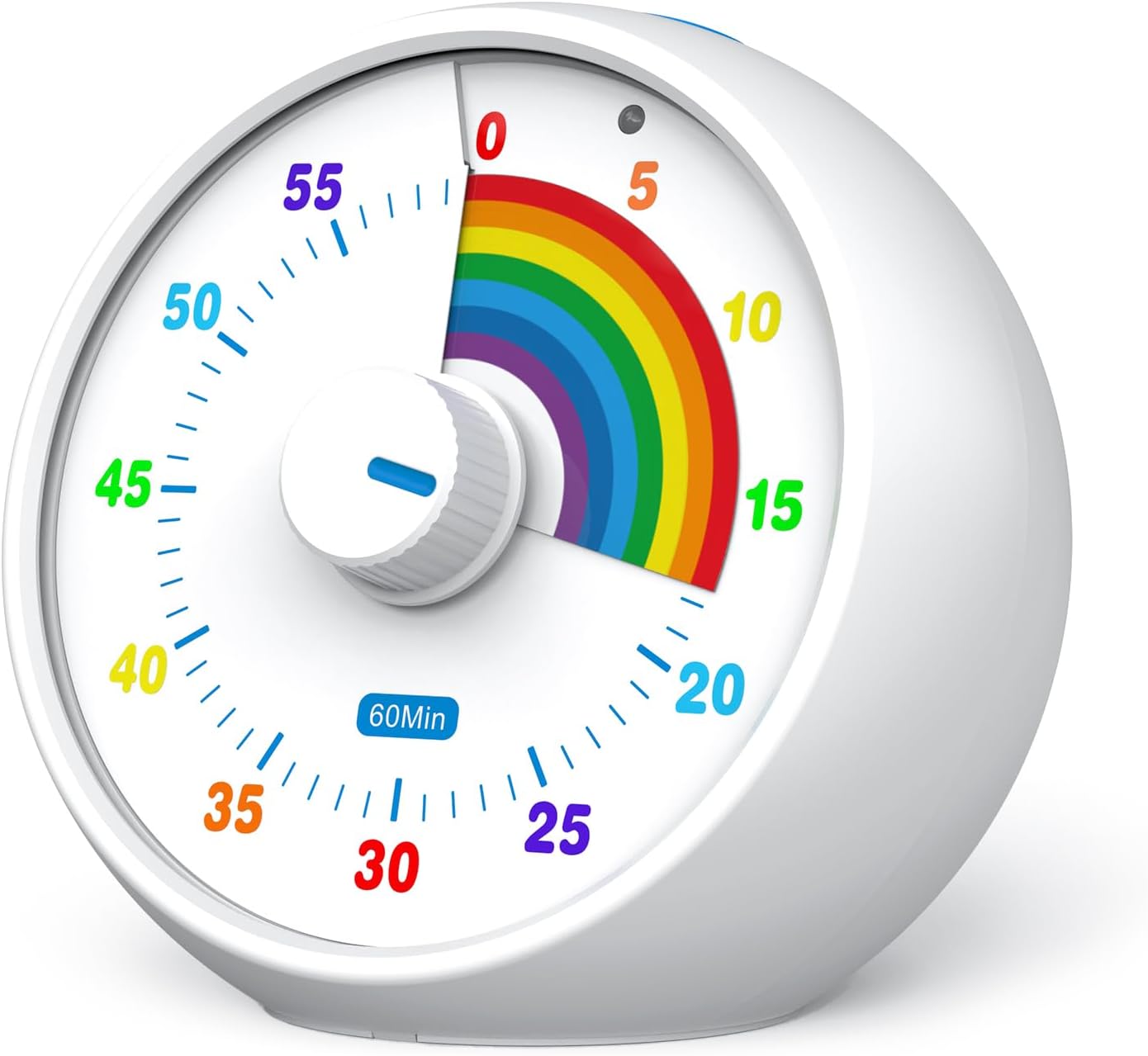 Childrens 60-Minute Visual Timer Classroom & Kitchen Countdown Timer Study Desk Timer Rainbow Pattern Childrens Time Manager Tool White