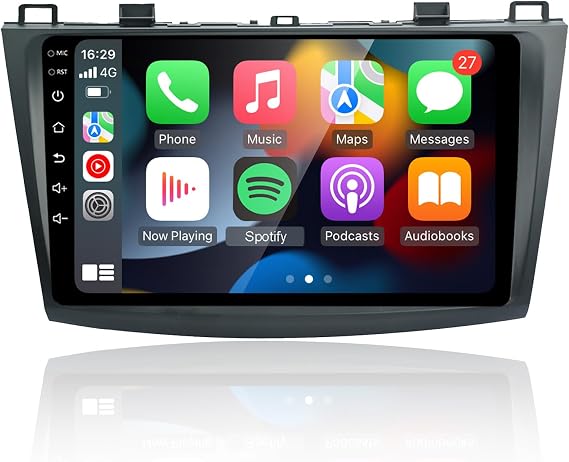 Android Car Radio for Mazda 3 2010-2013 with Wireless Carplay Android Auto | 9 inch Touch Screen Carplay Radio Support Mirror Link, GPS Navigation, Bluetooth, WiFi, SWC,FM/RDS Split Sceen EQ 2G + 32G
