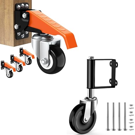 Home & Gate Mobility Combo: Ronlap Workbench Casters 4 Pack Kit 660 Lbs and Gate Caster Wheel Spring Loaded Bundle