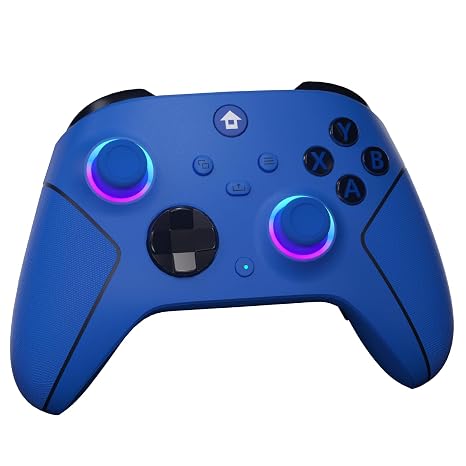 YUYIU 2.4GHz Wireless RGB Controller for Xbox, Xbox One Series X|S,Steam PC | 7 Colors RGB Light,1000mAh Battery,Hall Effect Sticks,Turbo/Programmable,Dual Vibration,Type-C Charge,3.5mm Audio Jack,BLUE