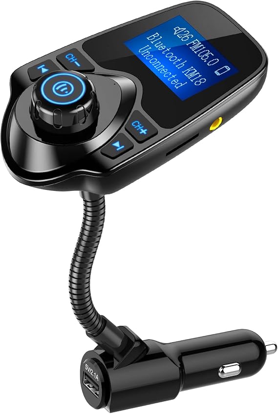 Nulaxy Bluetooth 5.4 Car Adapter FM Transmitter with 1.44" LCD Screen Black