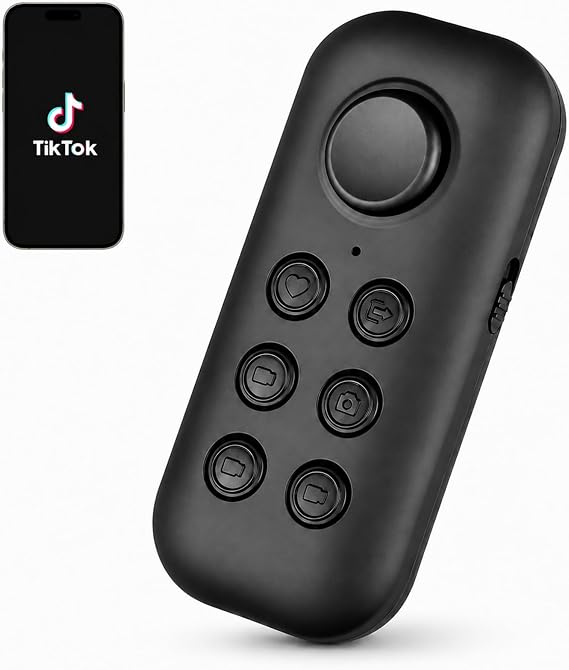TikTok Scrolling Remote Handheld Bluetooth Controller for iPhone & Android, One-Hand Video Scrolling While Cooking, Working Out or Relaxing, Fun Gift for TikTok Lovers (Black)