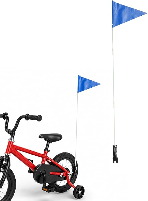 Bike Flag with Pole for Safety 6.23 FT High Visibility Bike Safety Flag Adjustable Reflective Blue Bicycle Flag Safety Marking Flags for Kids Bike