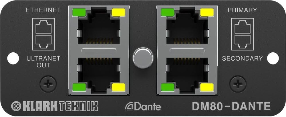 Klark Teknik Dante Expansion Module with 16 x 32 Channels, Additional ULTRANET Audio Networking and Ethernet Connectivity